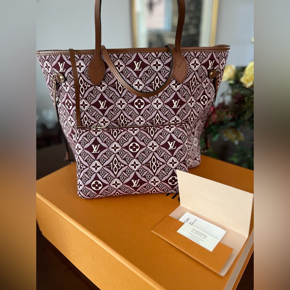 Rare Louis Vuitton Bordeaux Monogram Since 1854 Jacquard Neverfull Tote